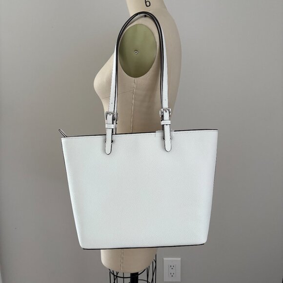 Michael Kors Jet Set Travel Medium Double Pocket Tote Optic White MSRP $498 NWT - Picture 3 of 9